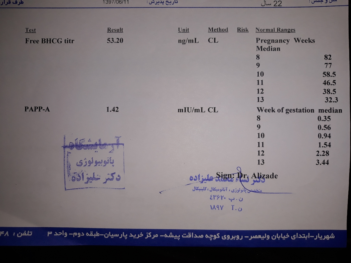 تفسیر آزمایش غربالگری اول