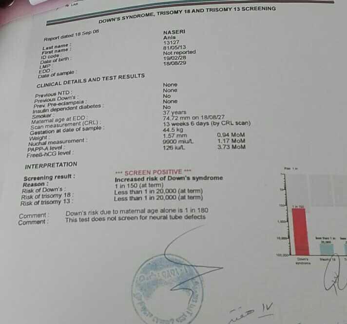 تفسیر ازمایش غربالگری اول