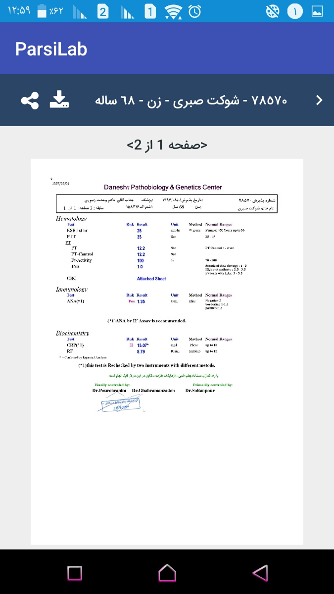 تفسیر جواب آزمایش