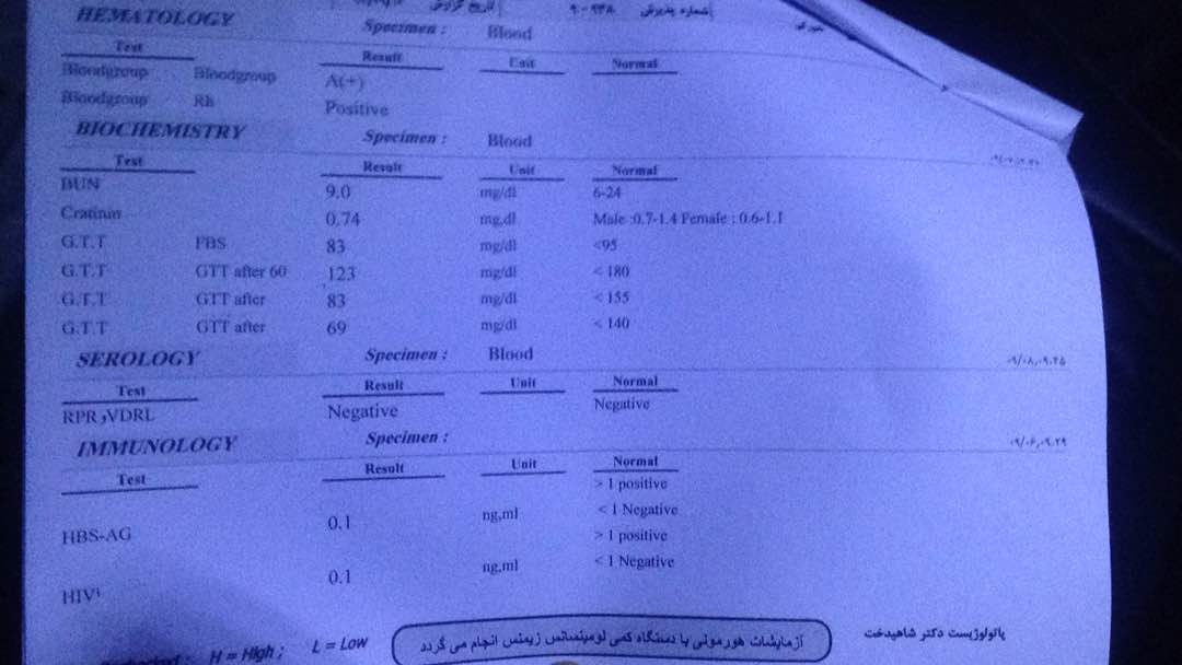 تفسیر آزمایش اولیه بارداری