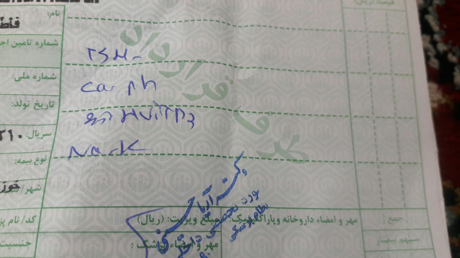 تفسیر نسخه آزمایش دکتر