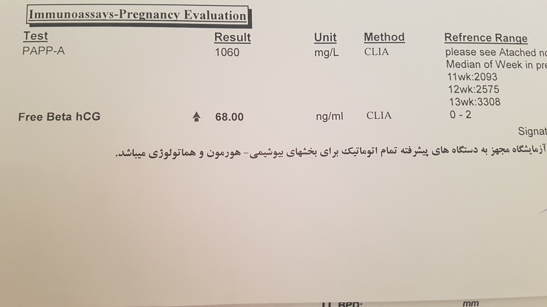 تفسیر غربالگری سه ماه اول