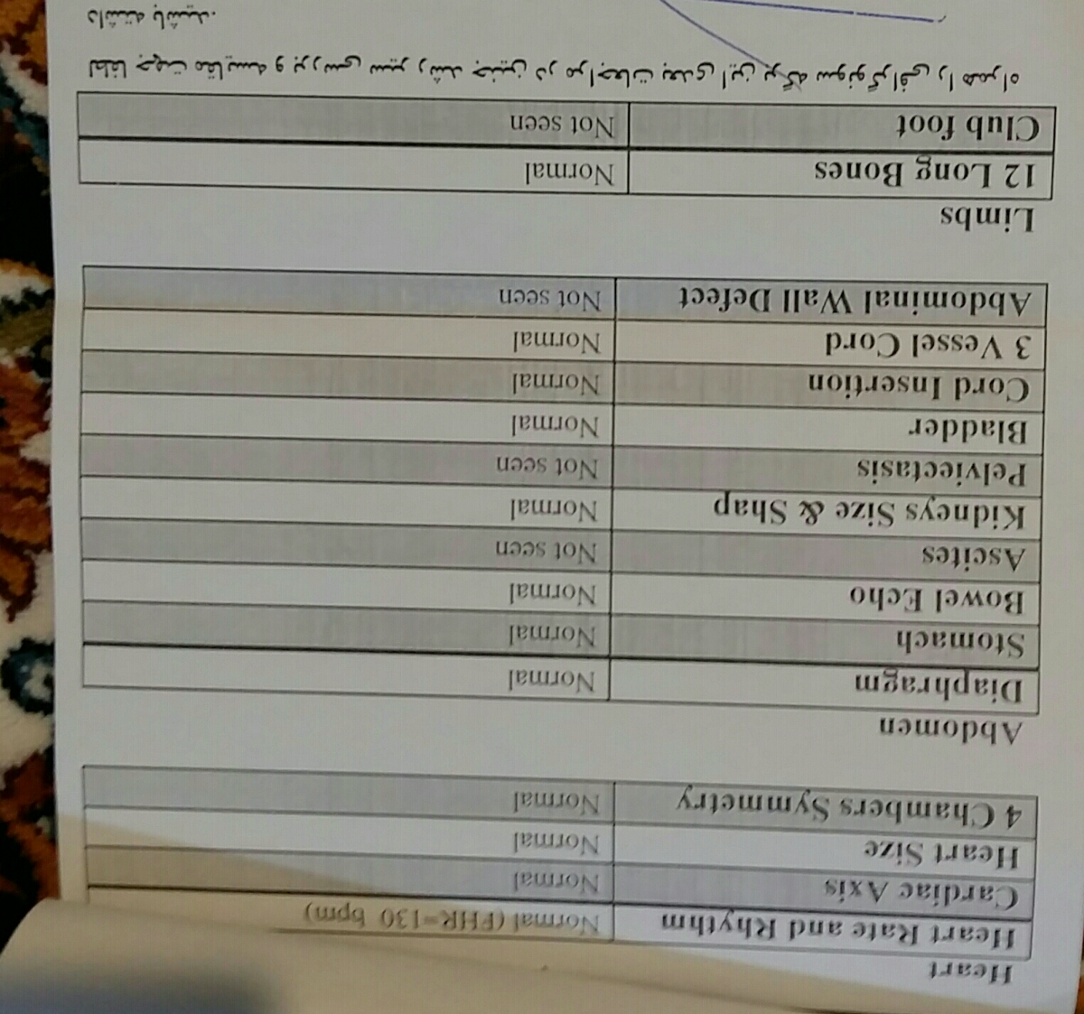 تفسیر سونو غربالگری مرحله دوم