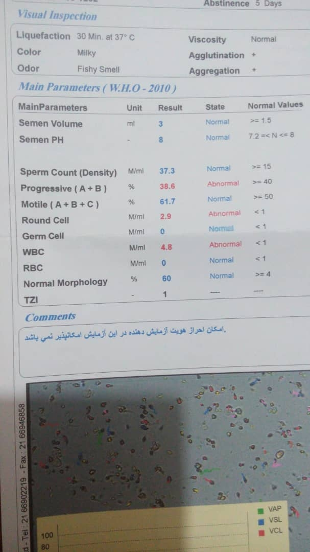تفسیر ازمایش اسپرم و خون