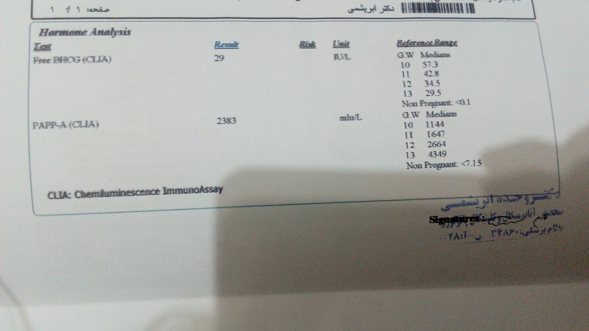 تفسیر ازمایش غربالگری اول