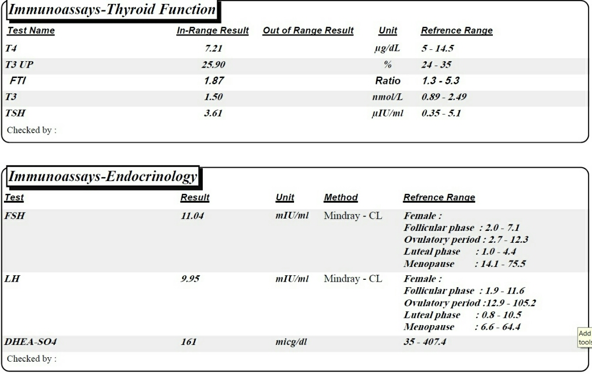 نتیجه آزمایش هورمونی و خون