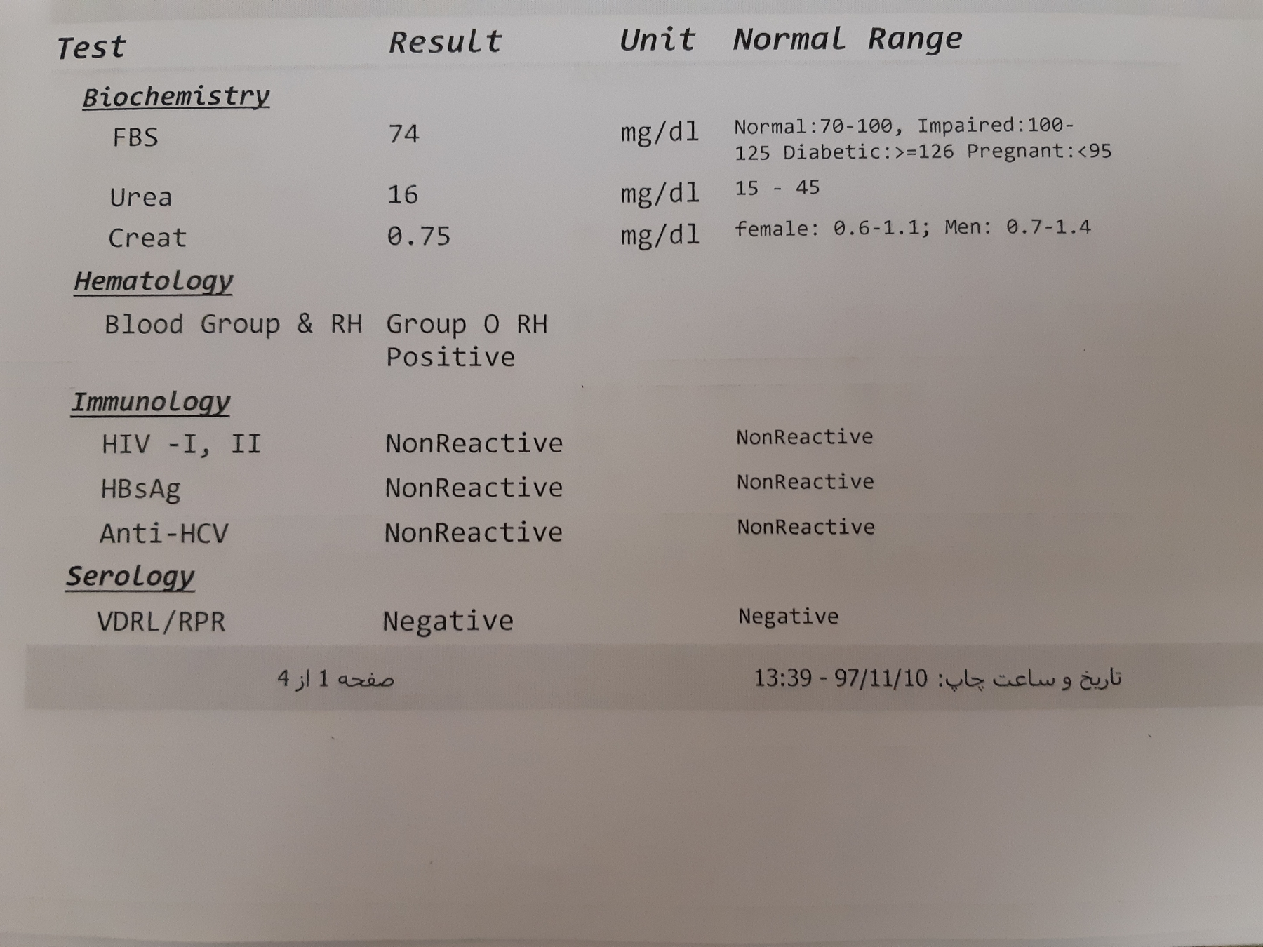 تفسیر جواب آزمایش اوایل بارداری..