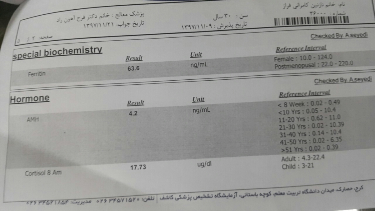 تفسیر جواب آزمایش هورمونی