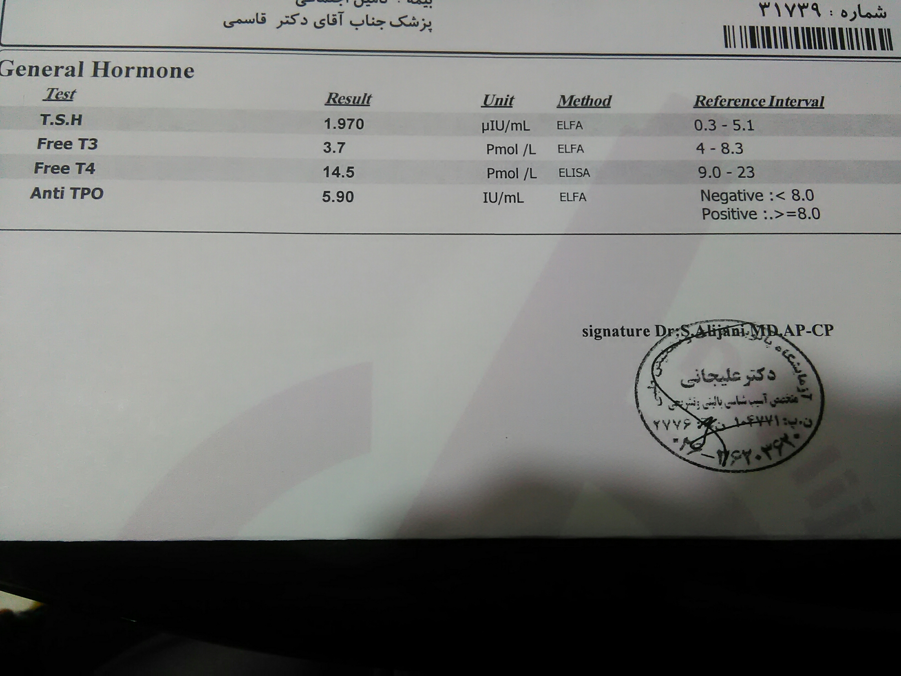 کسی میتونه ازمایش تیرویید رو جواب بده