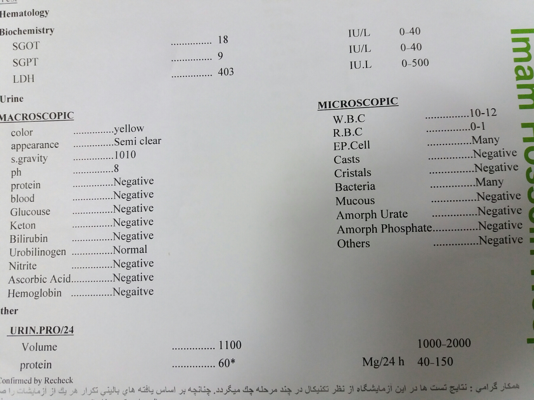 تفسیر آزمایش ادرار ۲۴ ساعته