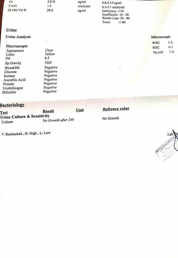 بررسی نتیجه ازمایش ۲۵ هفته