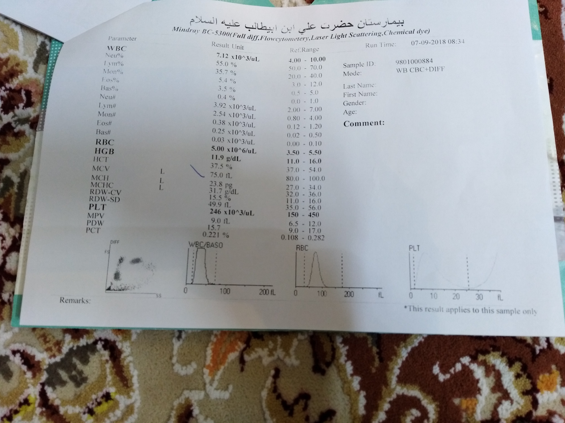 تفسیر آزمایش تیتر بتا و آزمایشات دیگر