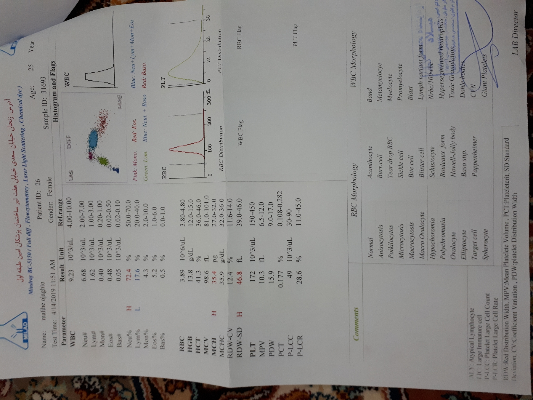 تفسیر آزمایش شمارش کامل خون