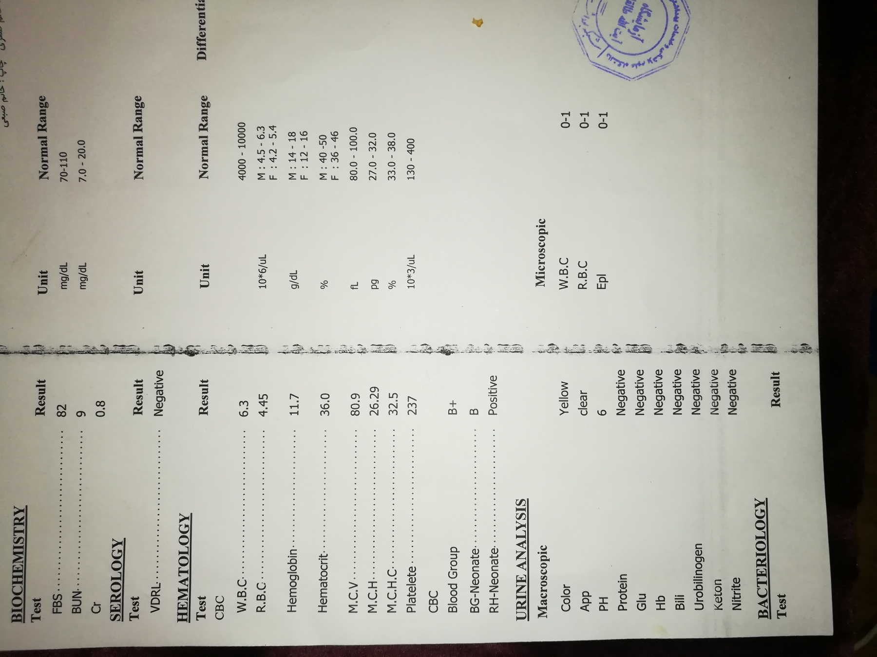 تفسیر ازمایش اولیه بارداری