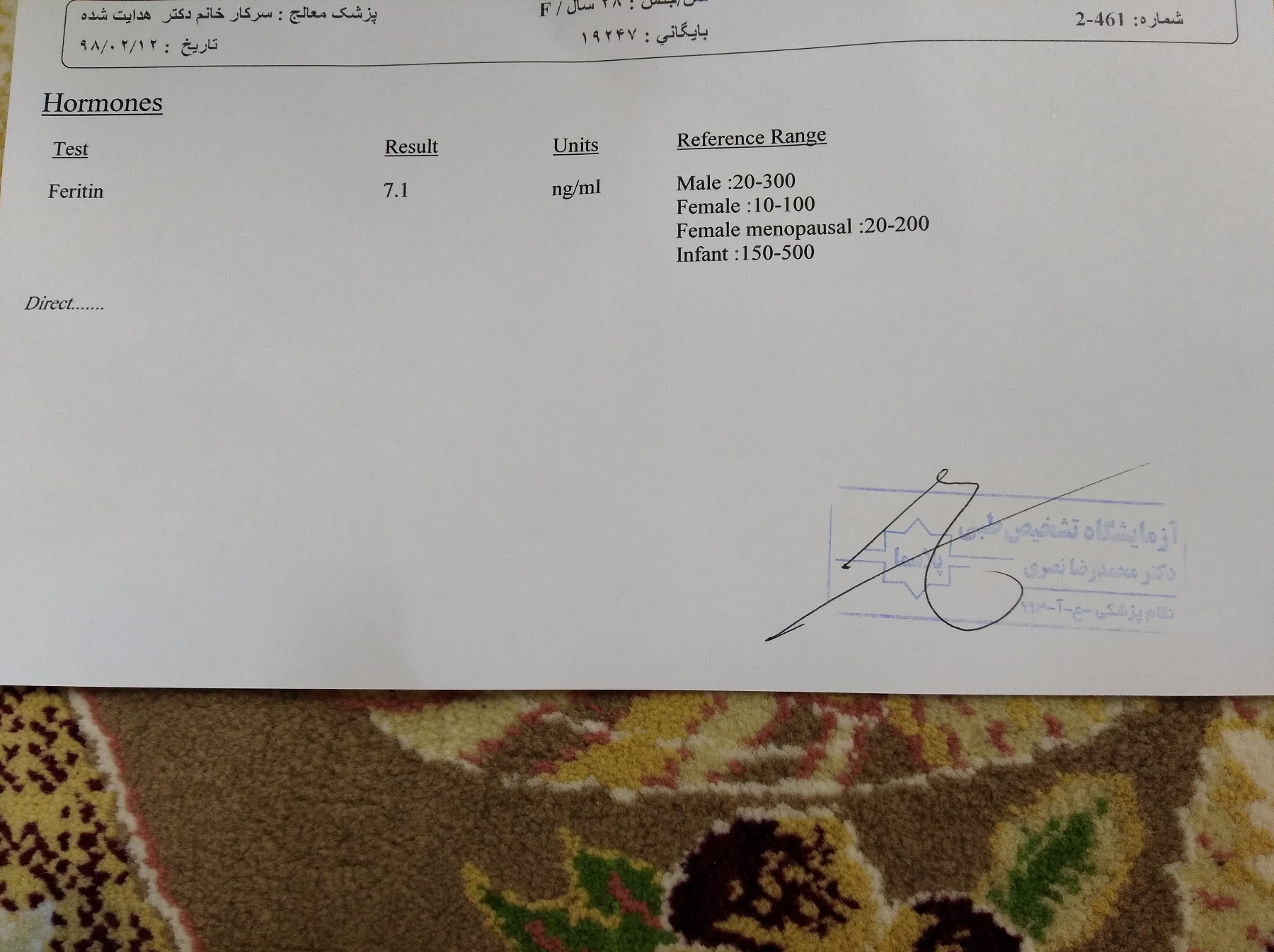 لطفا جواب آزمایش رو بگید
