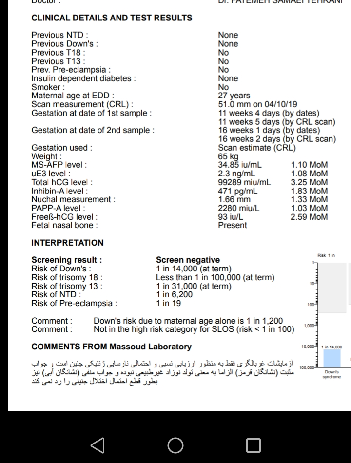 تفسیر ازمایش غربالگری دوم