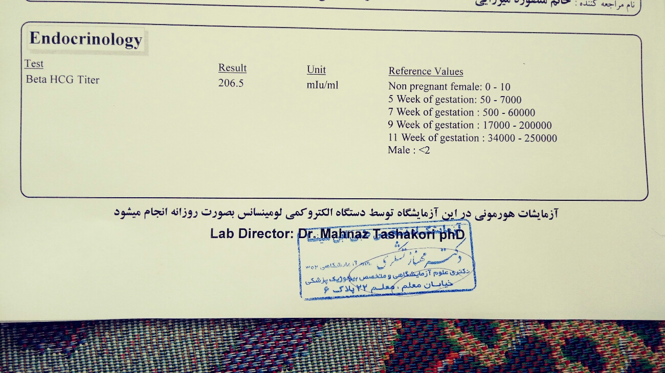 بتا بعد از ۸ روز تکرار بتا بعد از ۸ روز تکرار