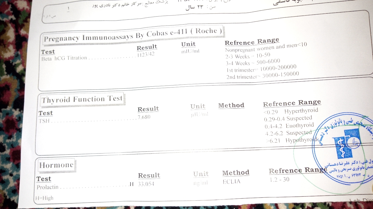 تفسیر ازمایش بارداری وتیرویید