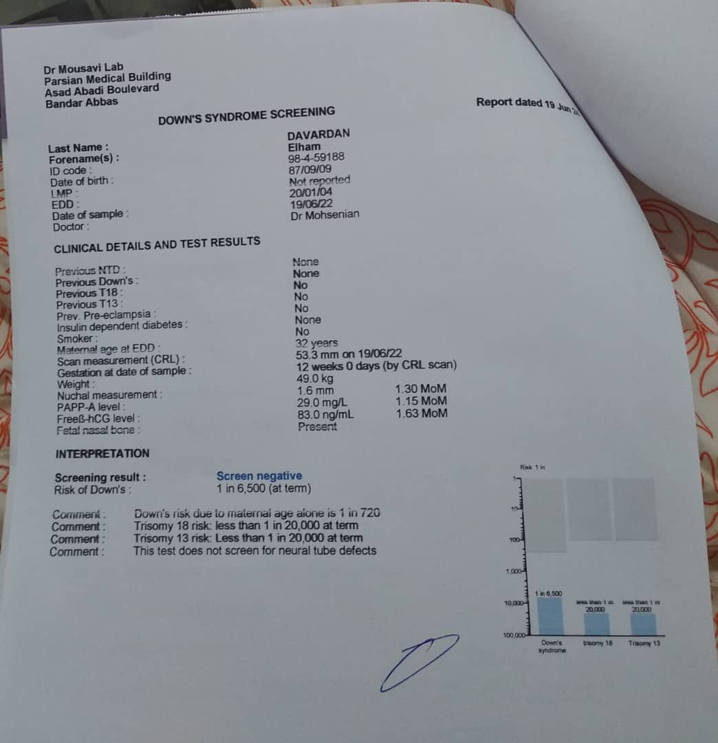تفسیر غربالگری اول nt تفسیر غربالگری اول nt