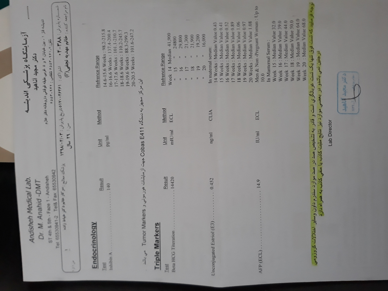 جواب ازمایش غربالگری دوم