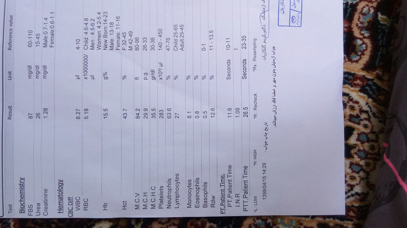 جواب ازمایش شوهرم چیست