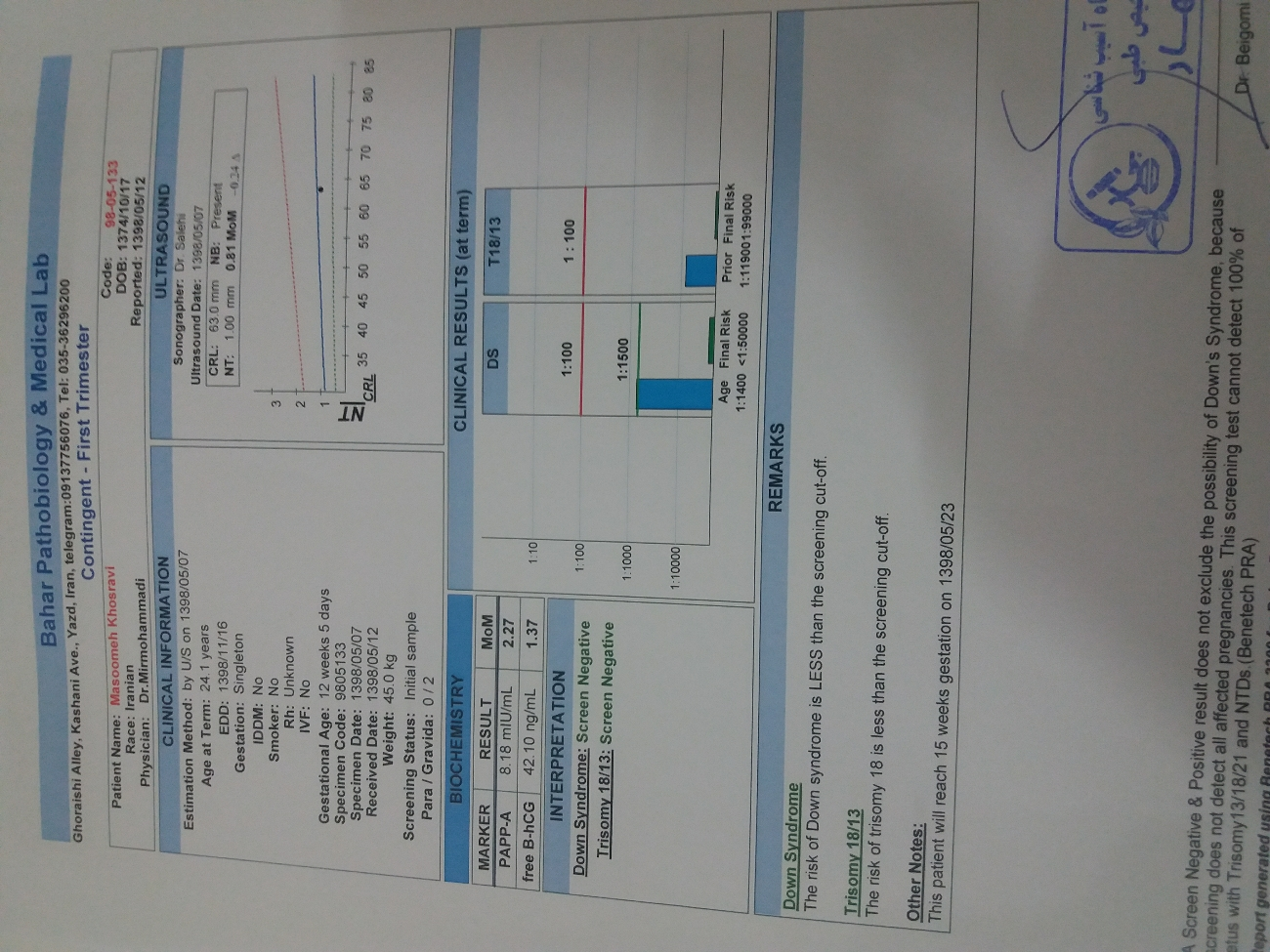 تفسیر ازمایش ژنتیک تفسیر ازمایش ژنتیک