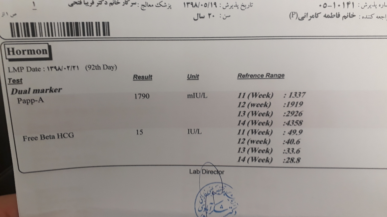 تفسیر آزمایش غربالگری اول