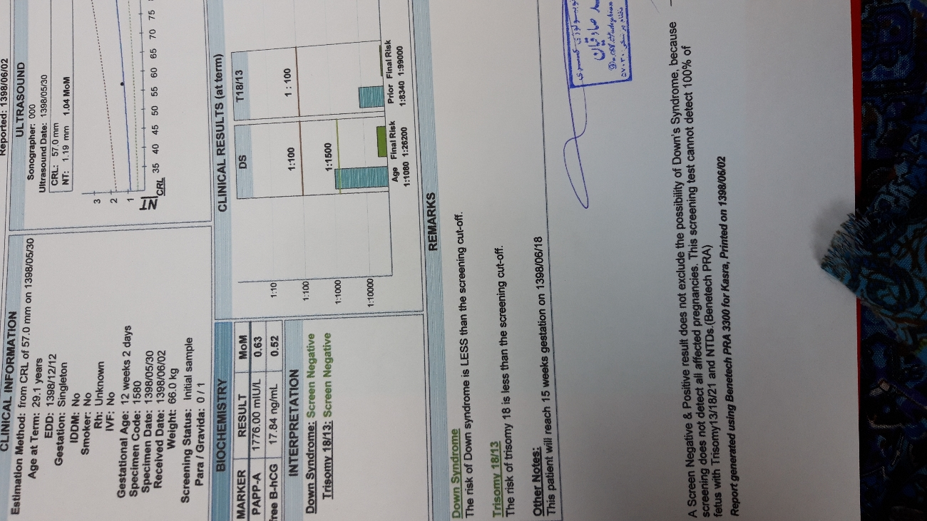تفسیر ازمایش غربالگری مرحله اول