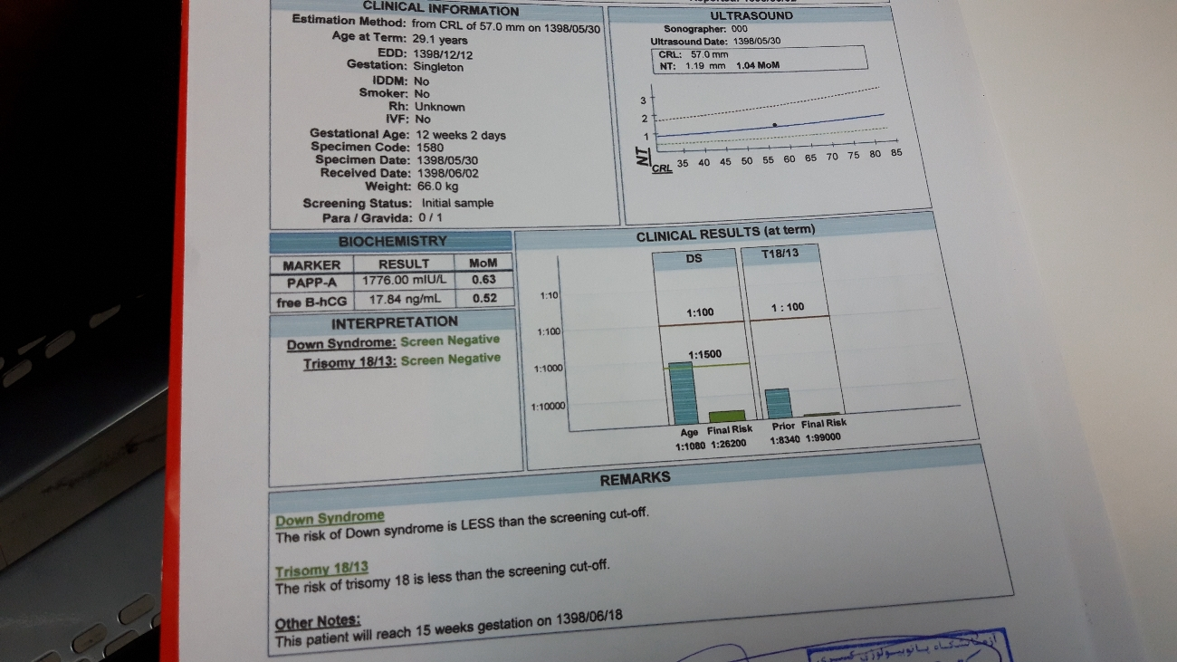 تفسیر ازمایش غربالگری مرحله اول
