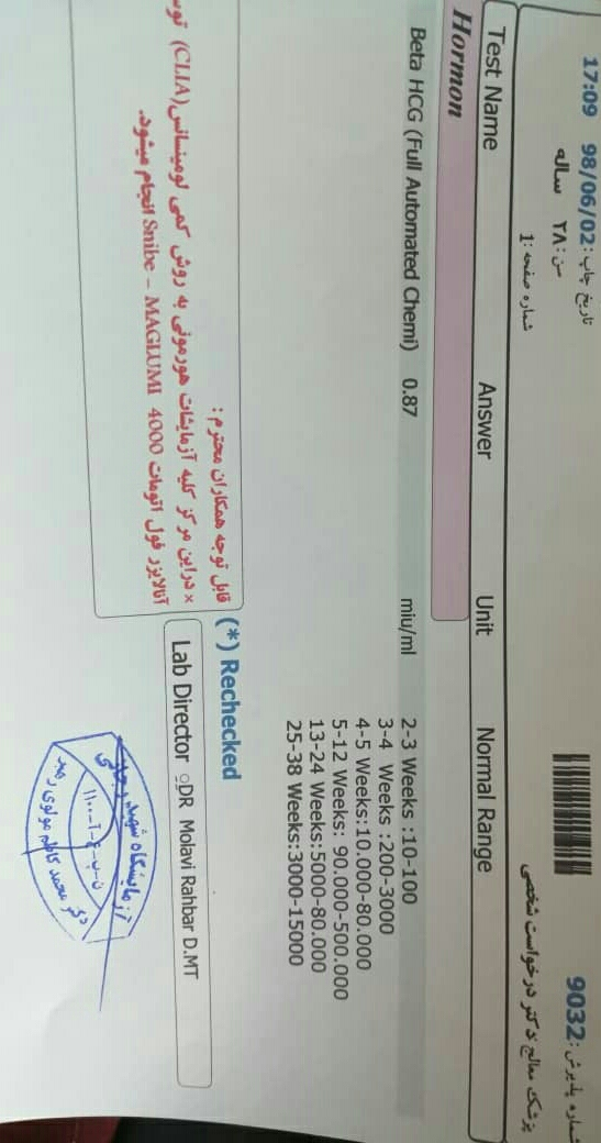 آیا این جواب آزمایش مثبته؟دوستان مشهدی هم بیاین سوال دارم آخرش پرسیدم آیا این جواب آزمایش مثبته؟دوستان مشهدی هم بیاین سوال دارم آخرش پرسیدم