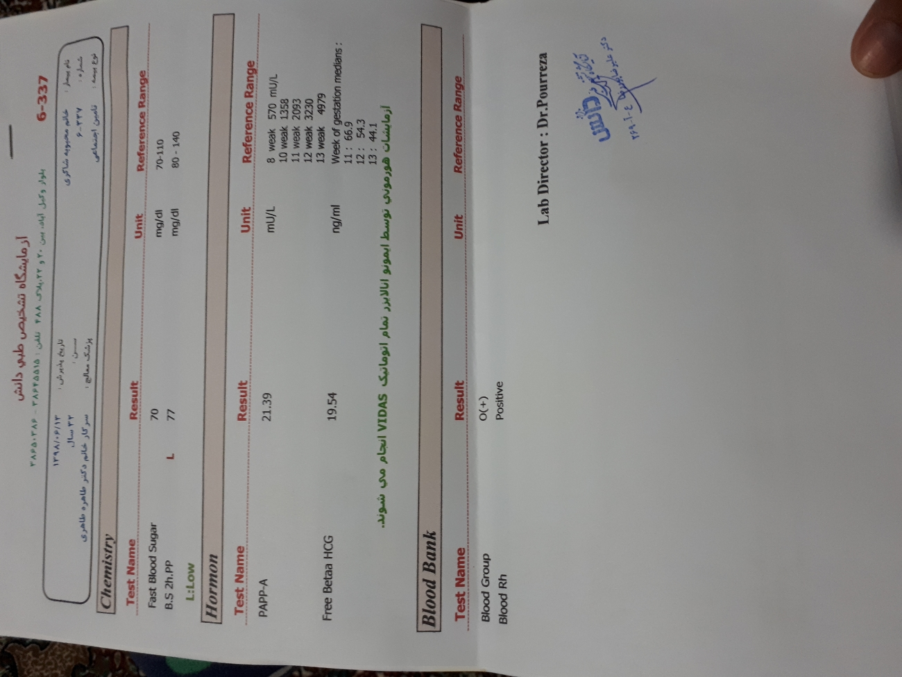 جواب آزمایش غربالگری اول