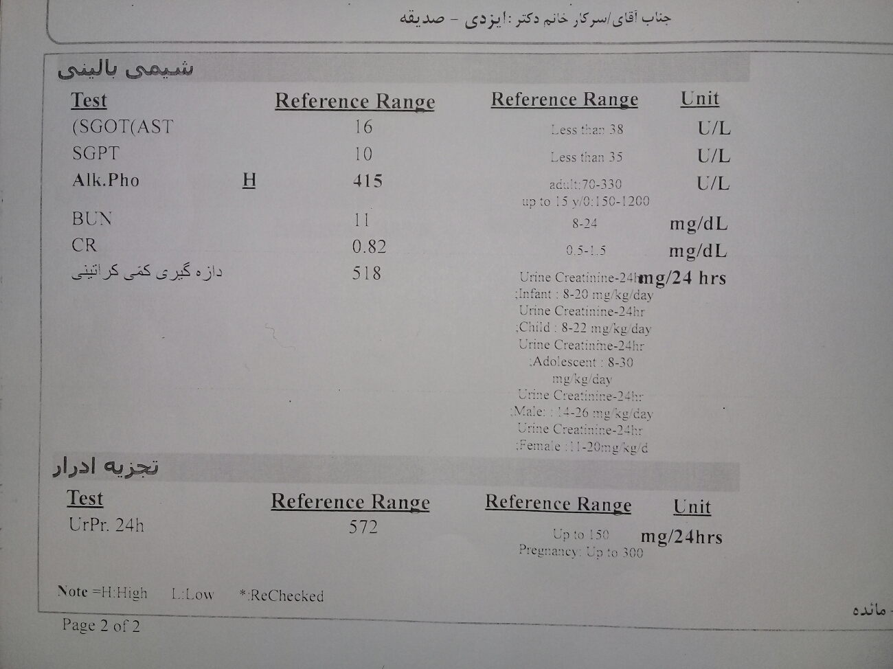 لطفا تفسر کنین ازمایشمو ممنون