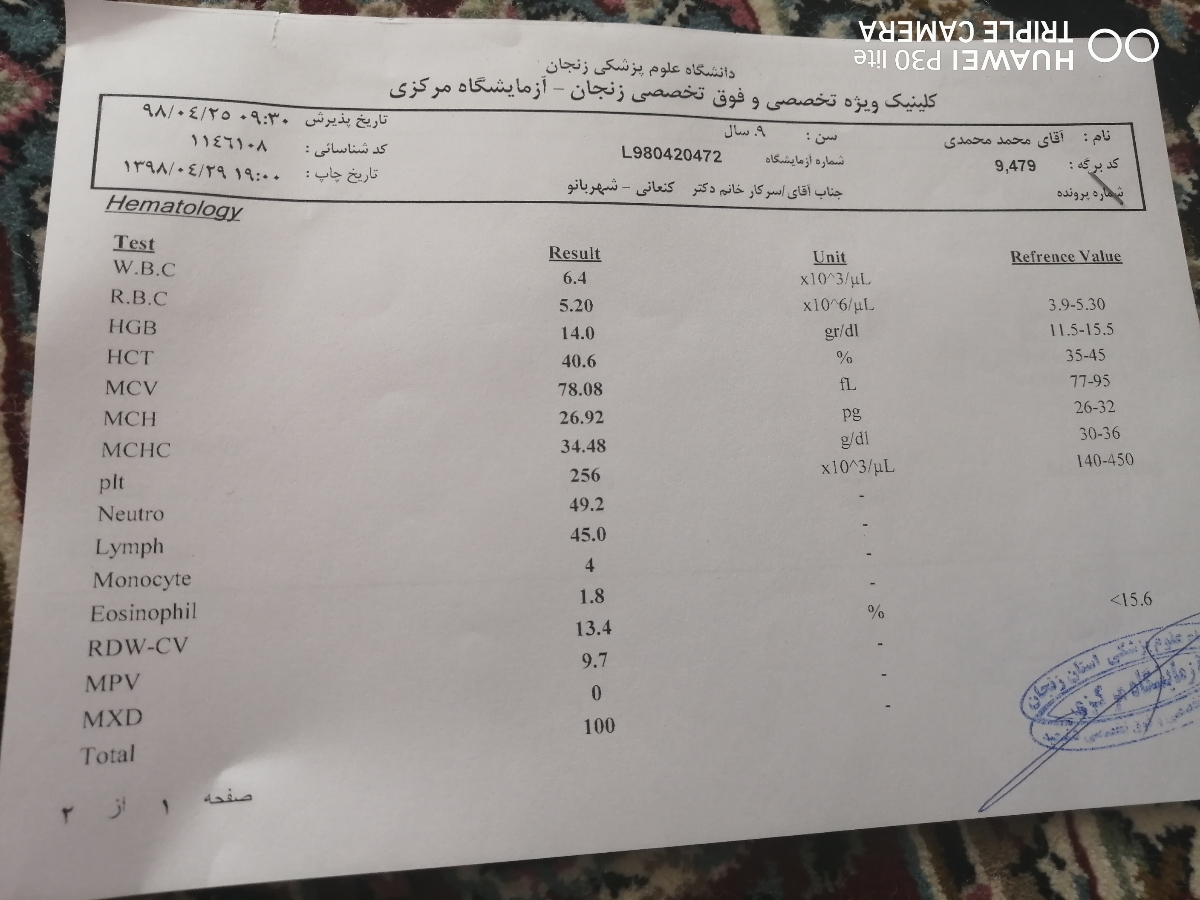 تفسیر جواب آزمایش برادرم