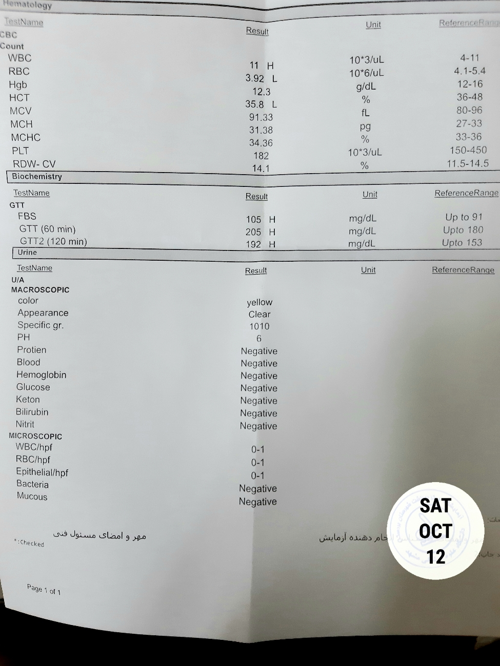 جواب تست تحمل گلوکز
