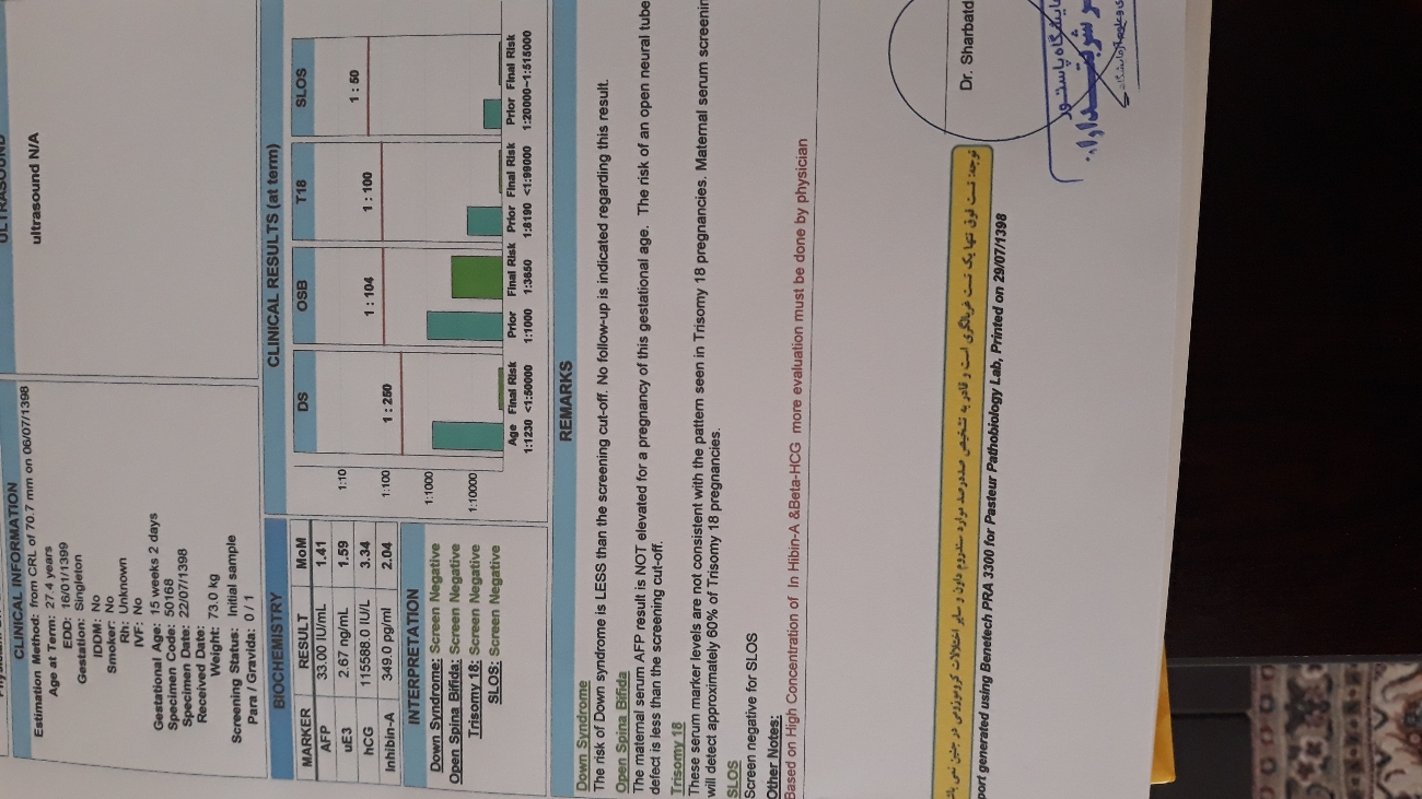 تفسیر آزمایش غربالگری دوم