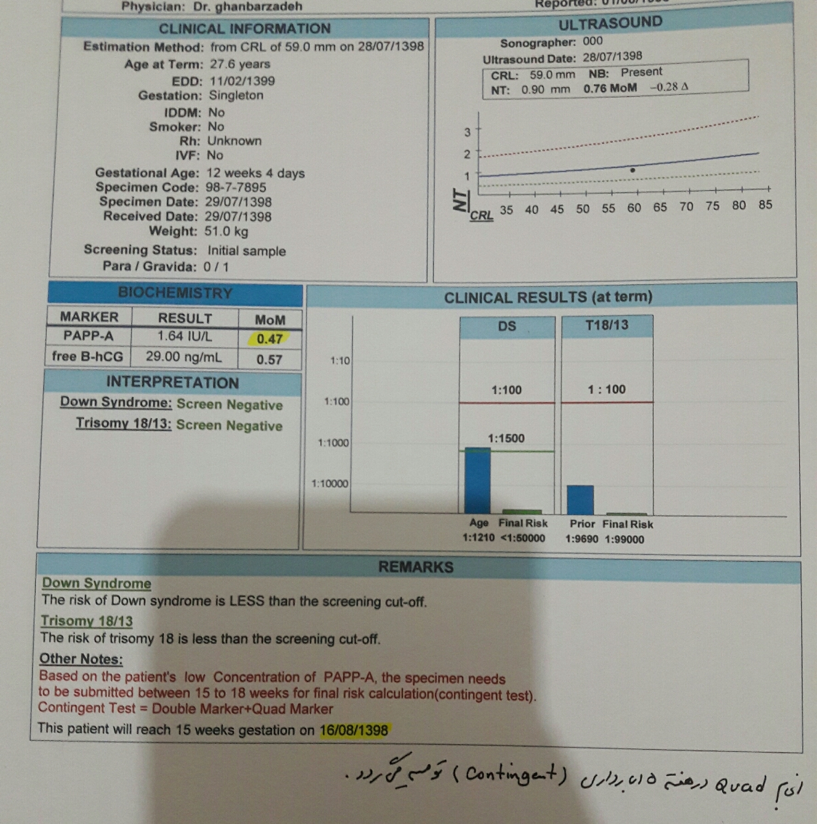 ازمایش خون غربالگری اول