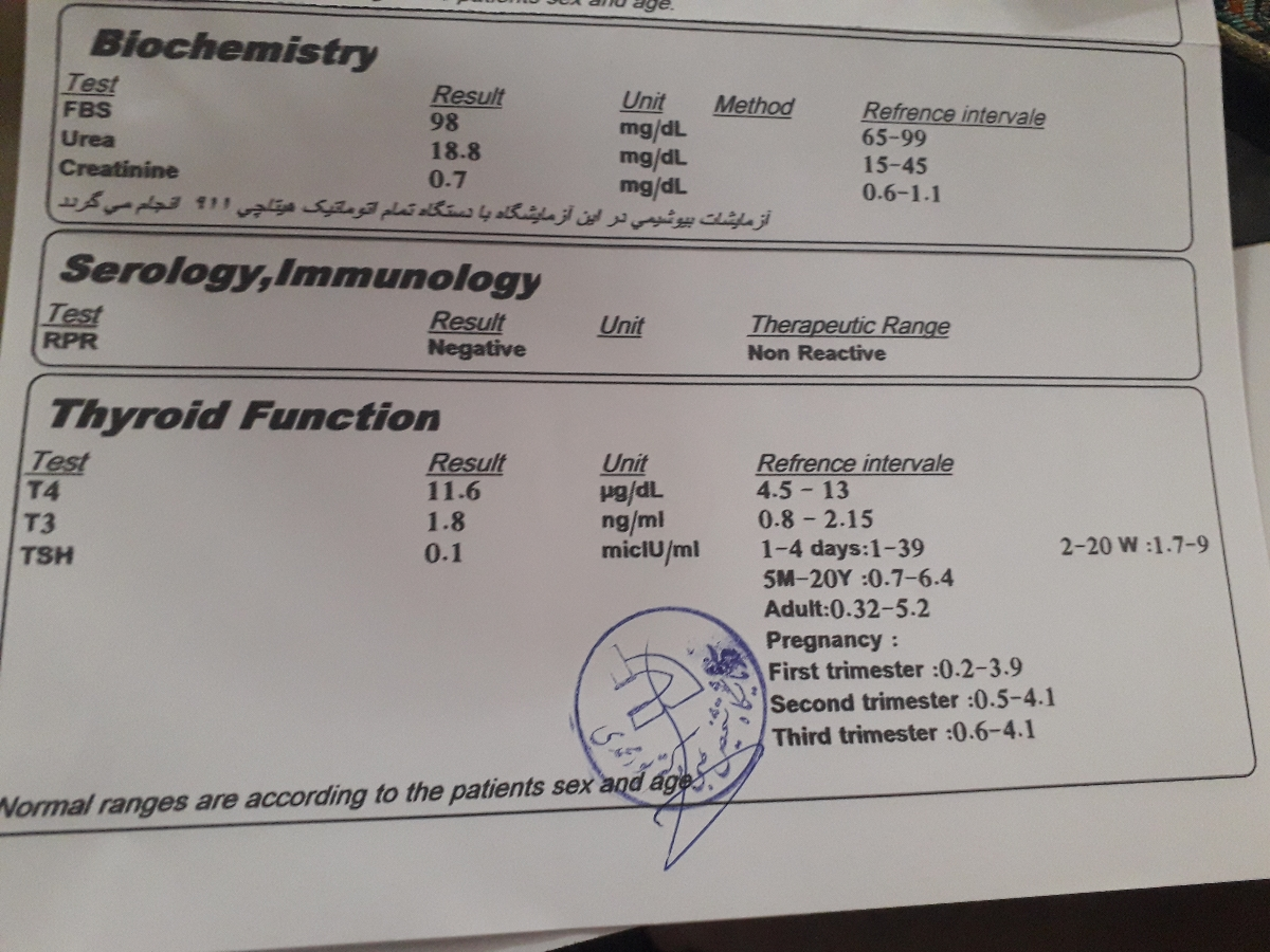 تفسیر ازمایش تیرویید بارداری