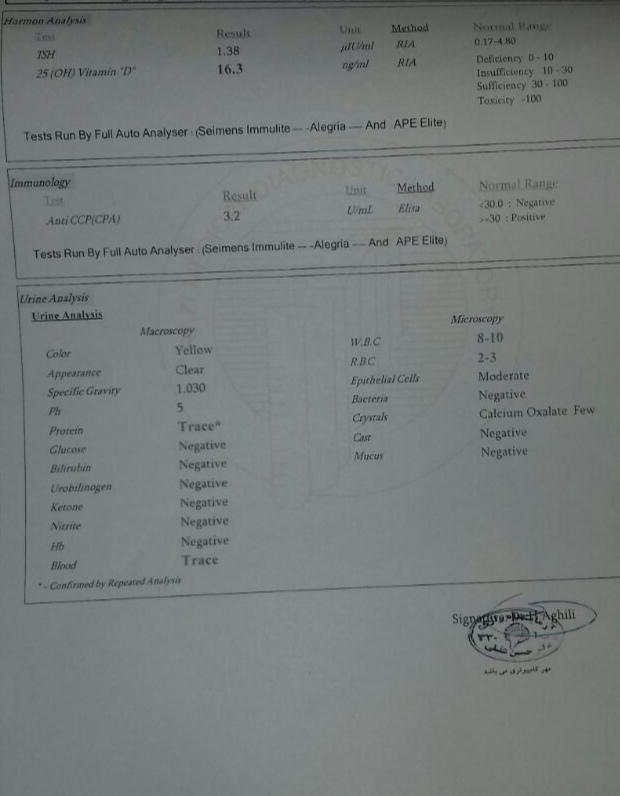 برگه ازمایش چکاب وتفسیرازمایش