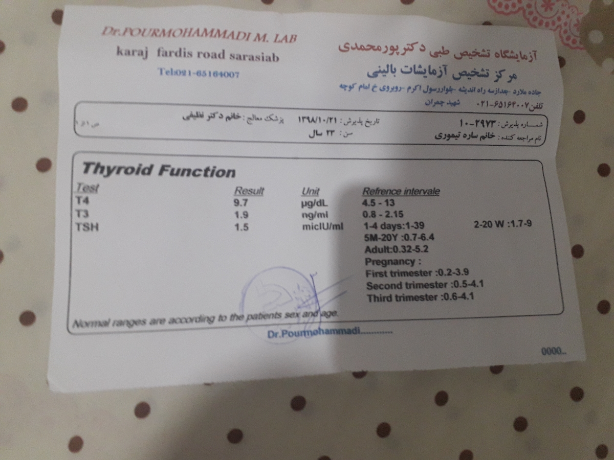 تفسیر ازمایش تیرویید . تفسیر ازمایش تیرویید .