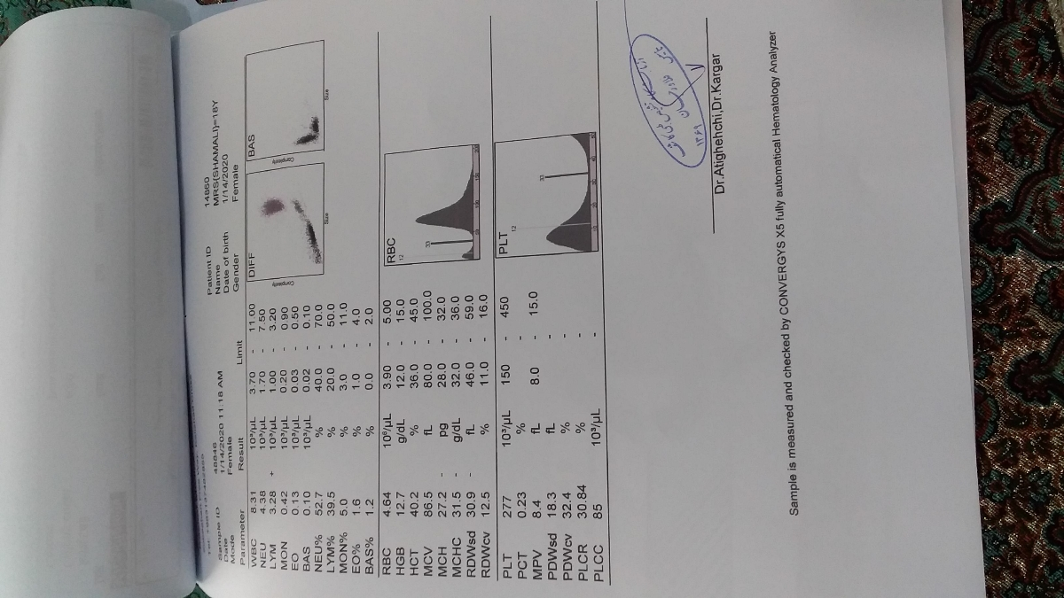 ازمایش قبل باداری مناتفسیرمیکنن خواهشش میکنمم کسی میدونه بگه