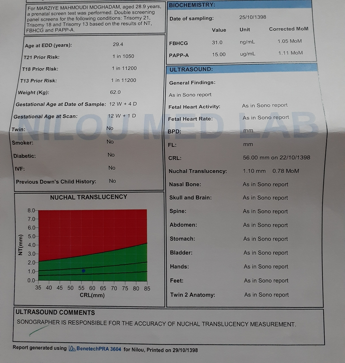 تفسیر ازمایش غربالگری اول