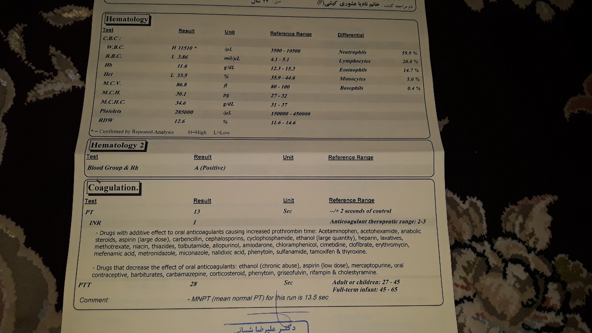 میشه ازمایشم رو برام تفسیر کنید؟