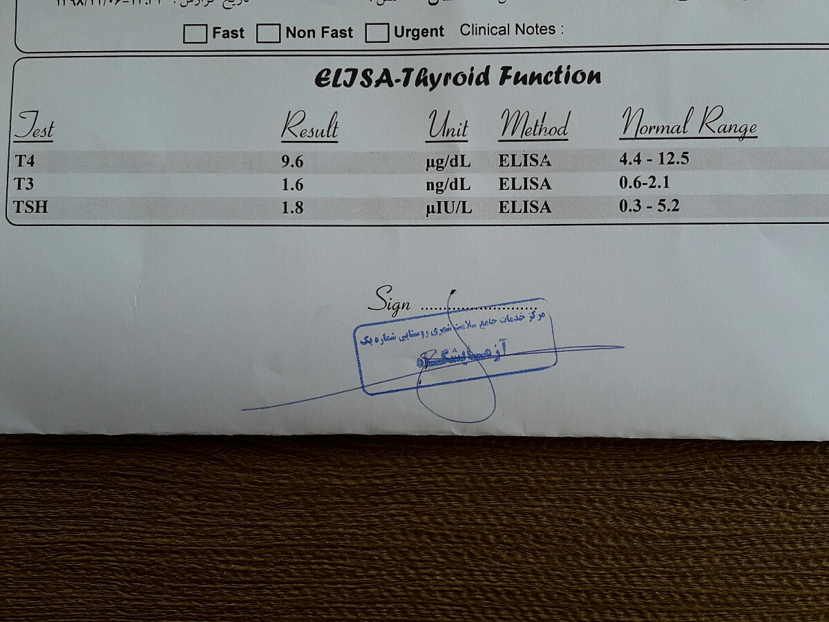 سلام دوستای خوبم میشه آزمایش تیروئیدم رو تفسیر کنین💛