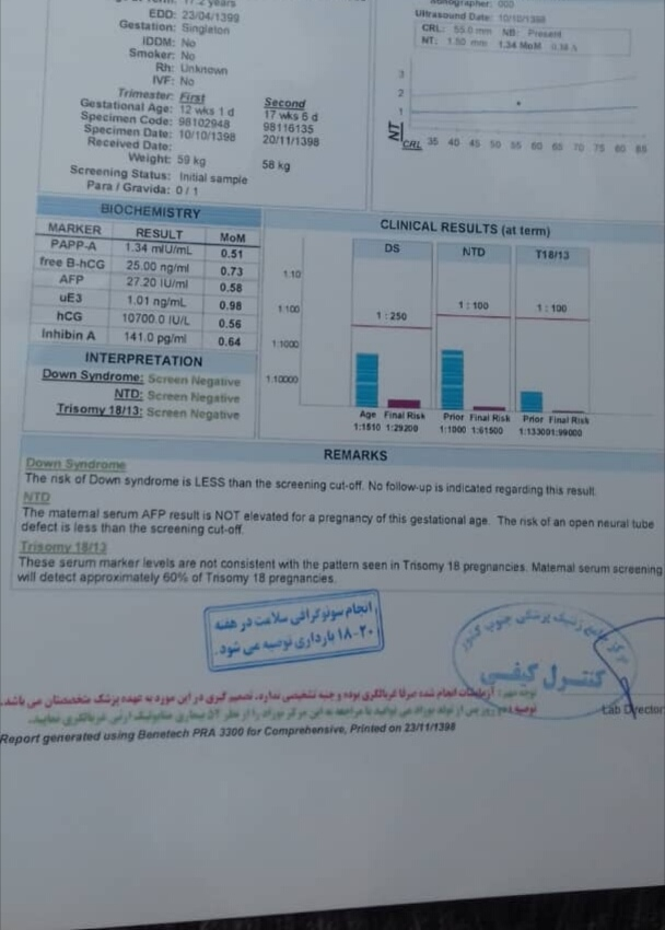 تفسیر آزمایش غربالگری دوم