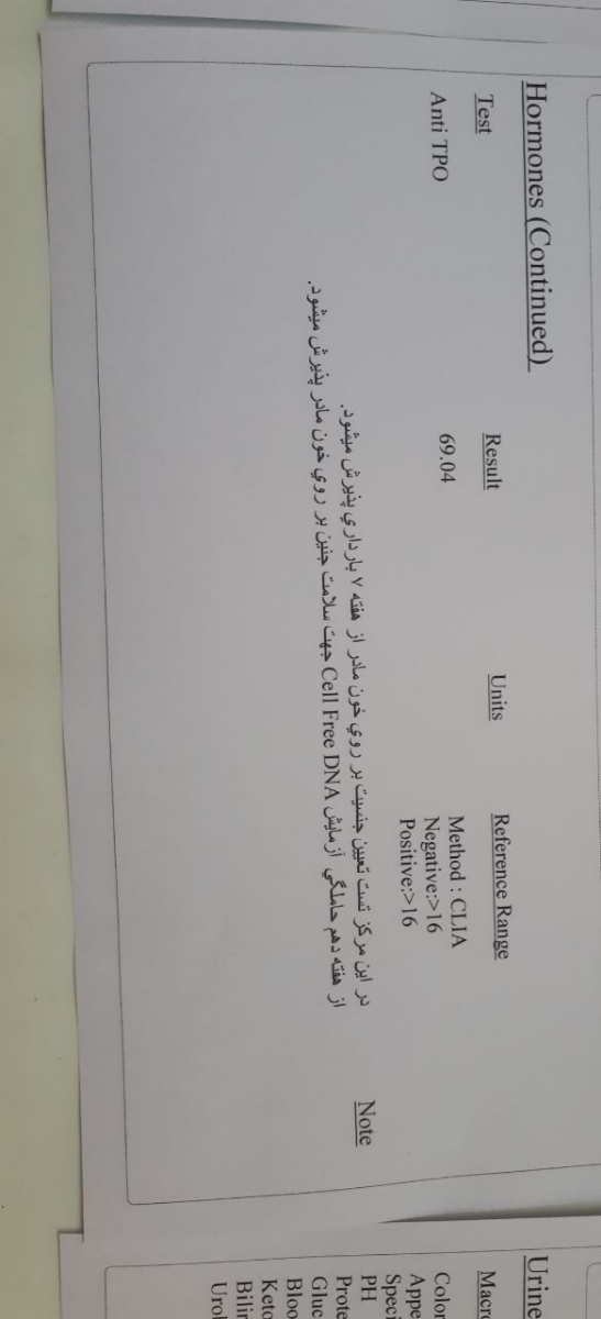ازمایش تیرویید و کشت ادرار