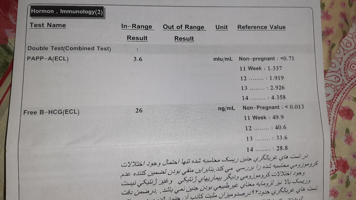 میشه ازمایش غربالگری اول منو ببنید