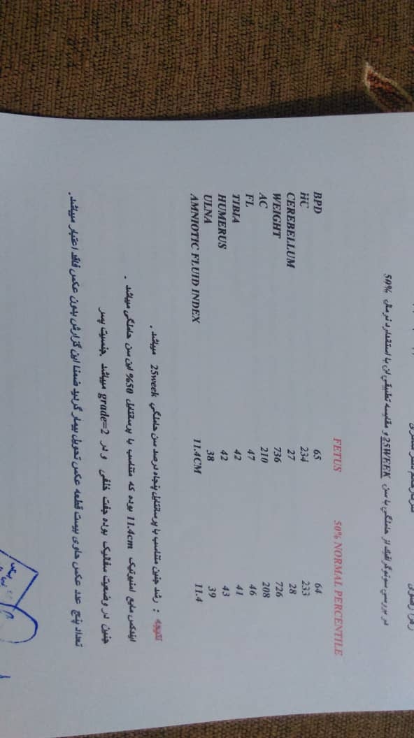 جواب سونوگرافی آنومالی غربالگری