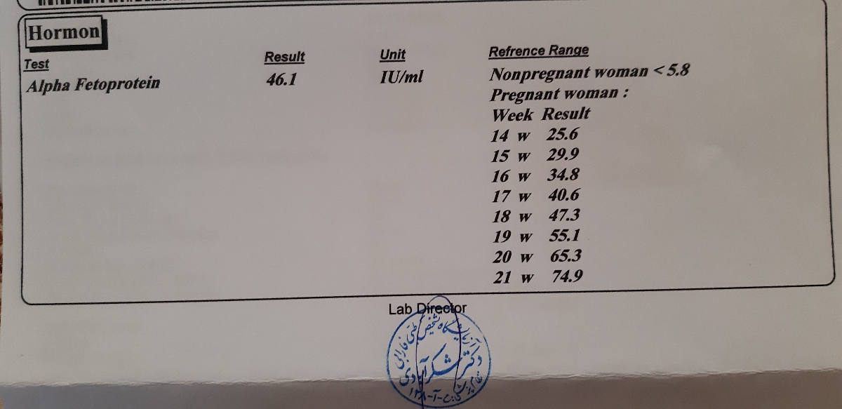 تفسیر آزمایش آلفا پروتئین در هفته ۱۷ و سونوگرافی آنومالی