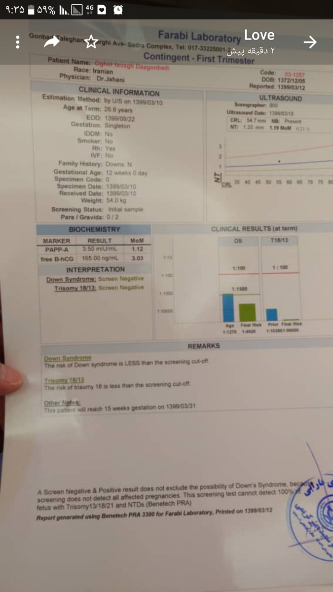 تفسیر ازمایش غربالگری