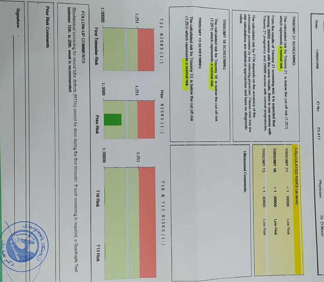 بررسی غربال اول و سونوی ان تی NT